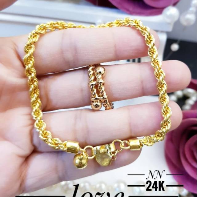 Xuping gelang dan cincin lapis emas 24k 2544j