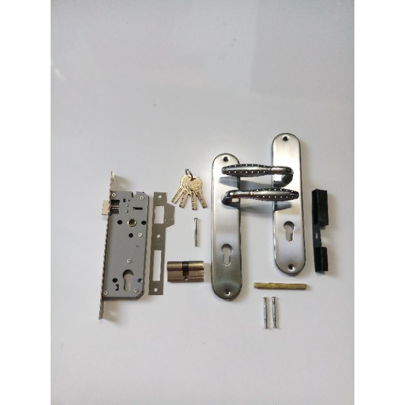 HANDLE BESAR SET GRANAT/BULAT PUTIH / GAGANG KUNCI PINTU RUMAH BENELOCK