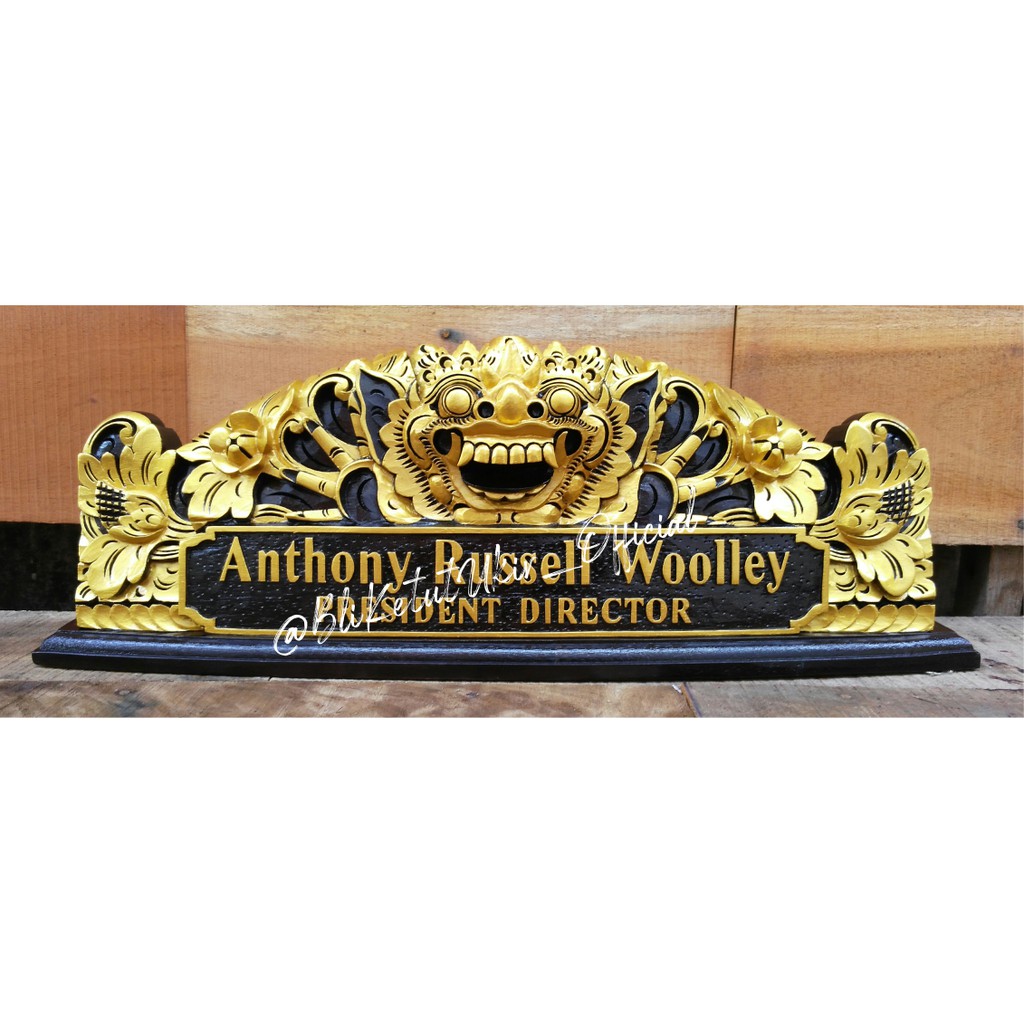 

Papan Nama Meja Ukiran Bali Motif Barong Full Prada (GOLD)