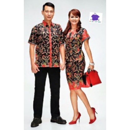 COD COUPLE BATIK PRIA WANITA ROK AND BLUS ALENA GENTONG HITAM
