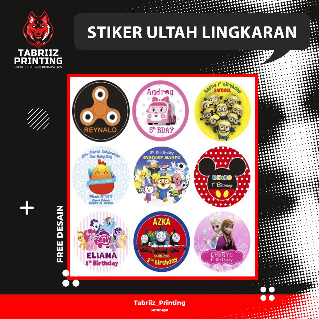 

[TABRIIZ PRINTING] Stiker Label Ulang Tahun Diameter 6cm, 7cm, 8cm Custom Lingkaran