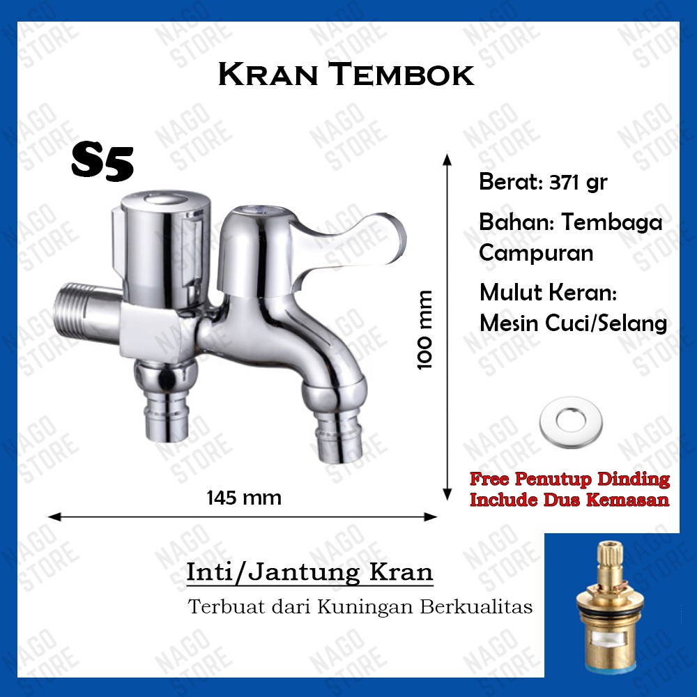 KERAN KRAN AIR TEMBOK TAMAN CABANG SHOWER WASTAFEL MESIN CUCI BESI STAINLESS STEEL 304 ENGKOL MURAH