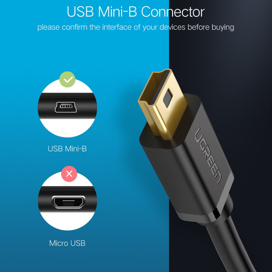 Kabel USB Male ke Mini USB Male 1 Meter UGREEN