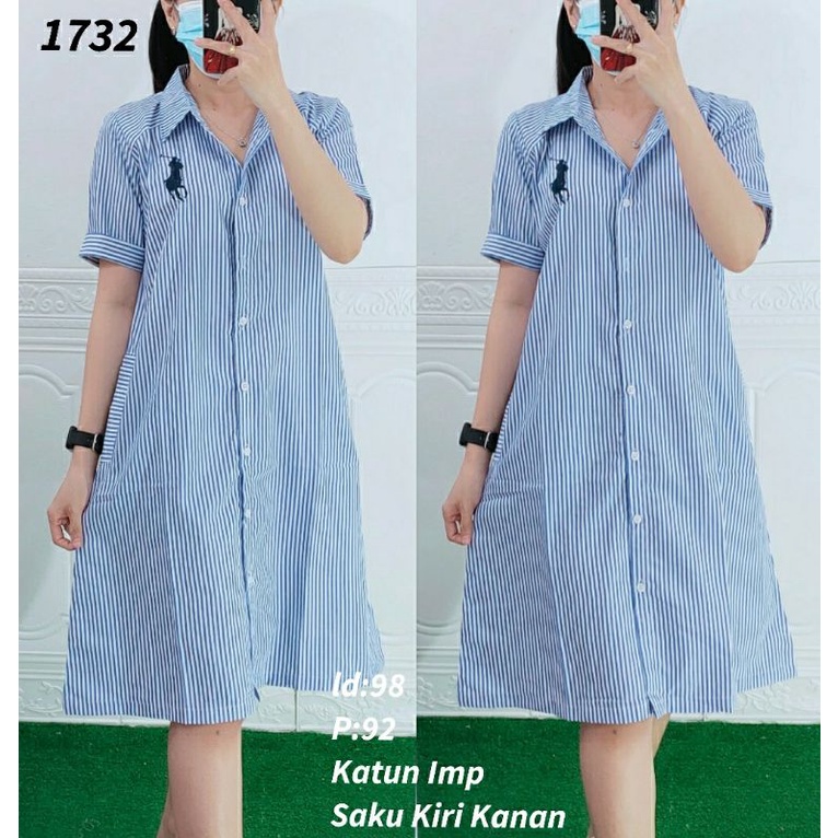 Dress Mini Polo Salur Katun Import