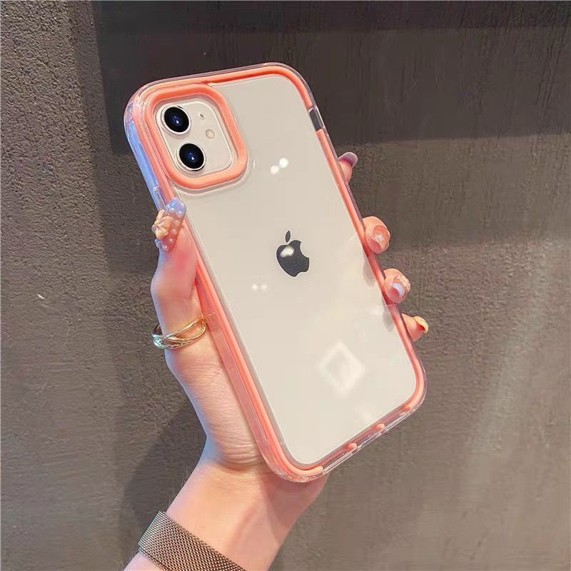 3in1 Soft Case TPU Transparan Shockproof Cover iPhone 13 12 11 Pro Max X XR XS Max 7P 8Plus