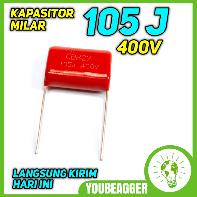 Kapasitor milar 105j 400v