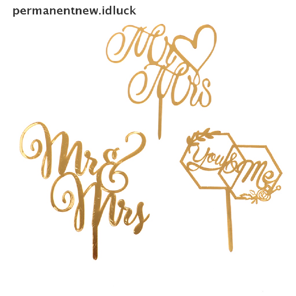 Topper Kue Desain MR &amp; MRS Bahan Akrilik Untuk Dekorasi Pernikahan