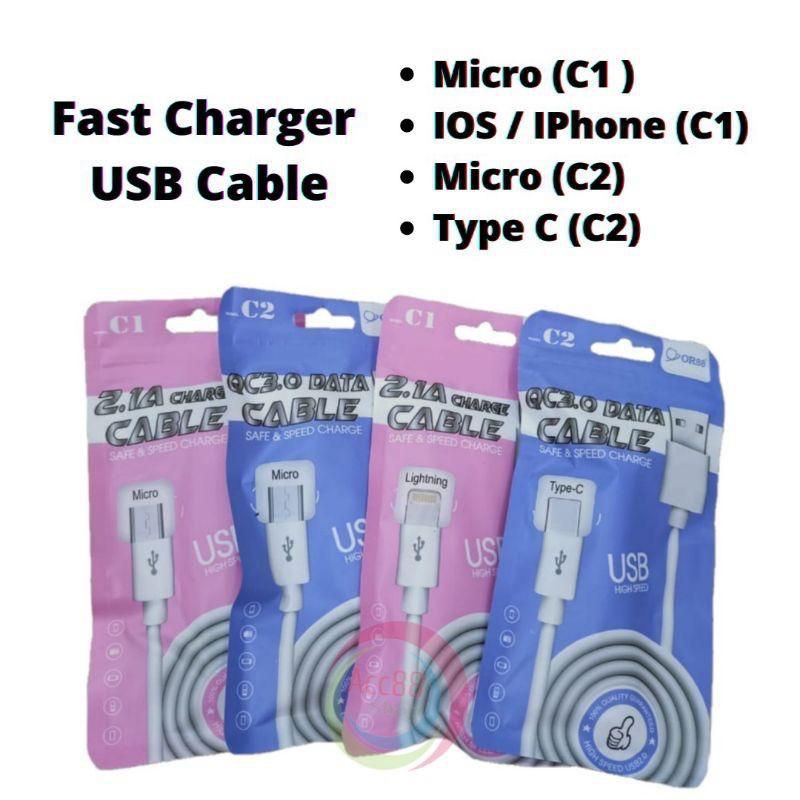 Kabel Data USB Cable Data OR88 2.1A Charger Cable