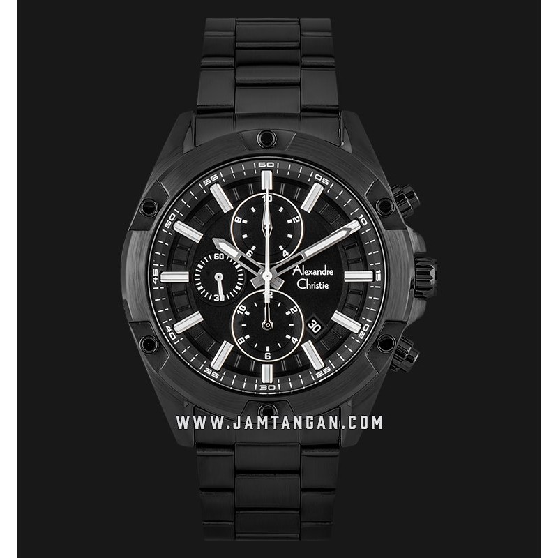 Alexandre Christie AC 6524 MC BIPBA Sport Chronograph Black Dial Black Stainless Steel Strap