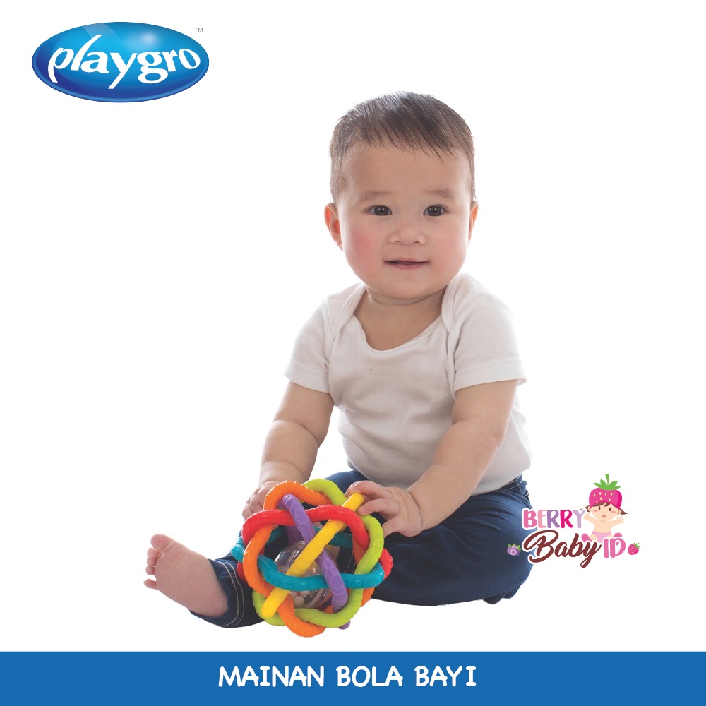 Playgro Baby Bendy Ball Rattle Mainan Bola Sensori Bayi Balita 6m+ Berry Mart