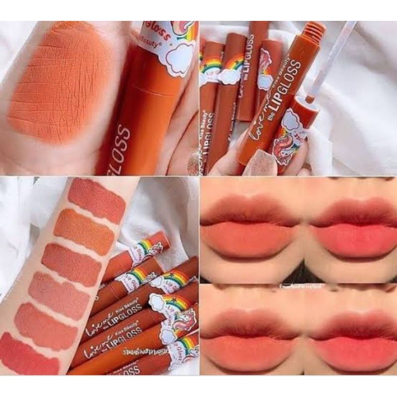 [ PROMO ECER ] LIP CREAM NUDE LIP GLOSS MATTE KISS BEAUTY WARNA NUDE BEST SELLER