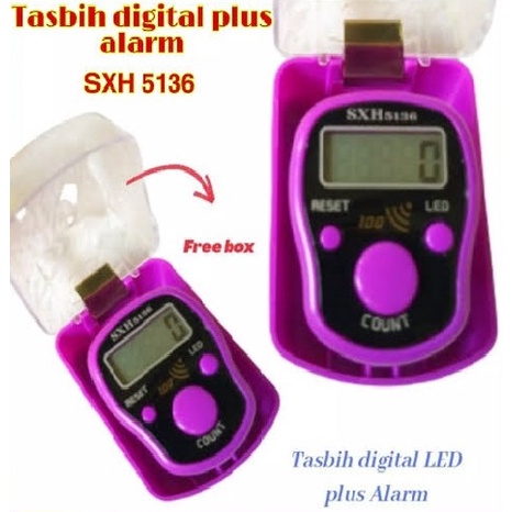 TASBIH DIGITAL LED ALARM BUNYI TIAP ANGKA 100 ADA LAMPU LED free BOX