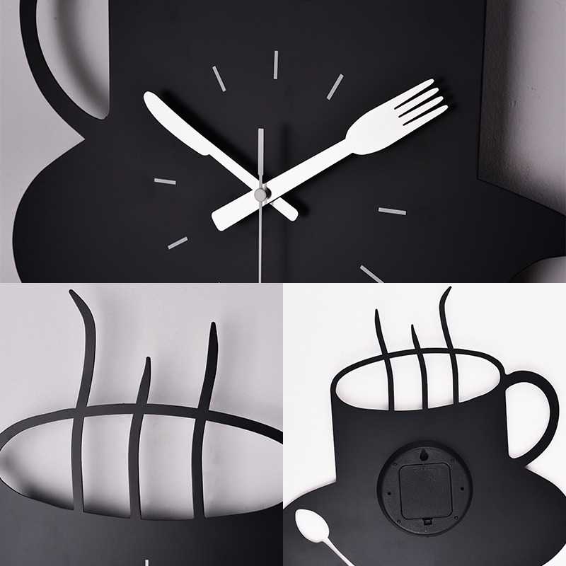 Jam Dinding Quartz Creative Design Model Coffe Clock - MM60WC