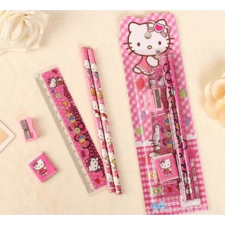 MINI STATIONERY SET ALAT TULIS SEKOLAH 5 in 1 KARAKTER LUCU