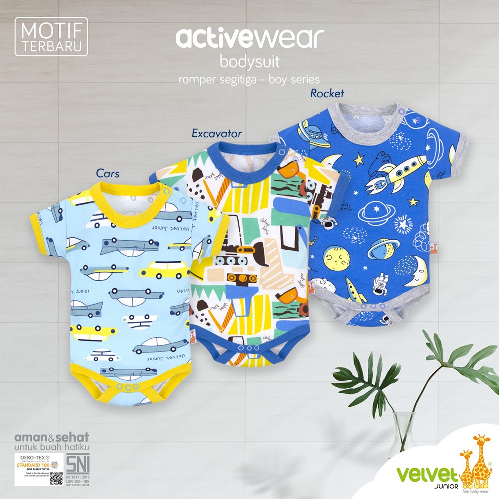 Jumper Bayi perempuan laki laki Premium Velvet ACTIVE WEAR NB S M L Bodysuit Pendek Romper Segitiga Segiempat new born