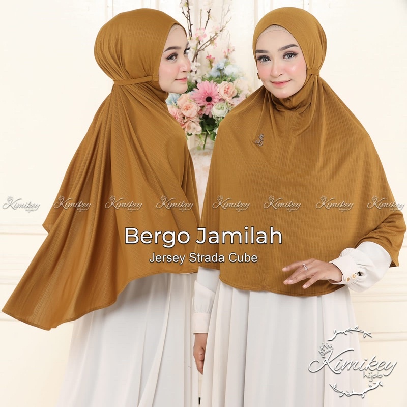 Bergo JAMILAH Kimikey Hijab Khimar Jumbo Jilbab Tali Kerudung Instan Jersey Strada Cube Dry Fit Non 