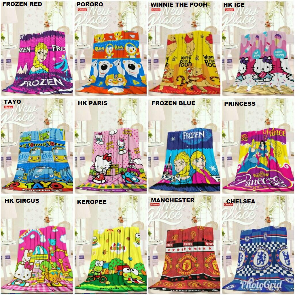 Selimut Anak Motif Karakter Besar Panel Bulu Lembut Import