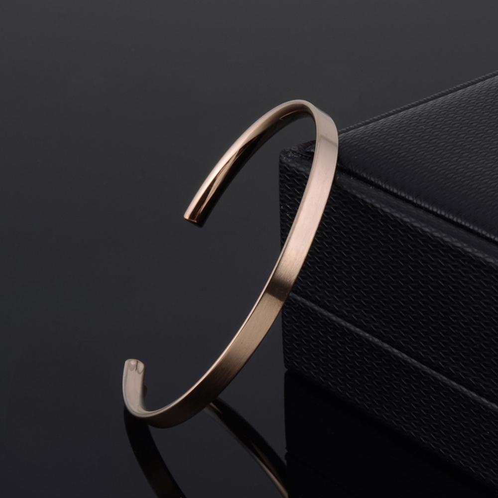 Needway Bangle Silver 4mm Tipis Hitam Elegan Pesona Stackable Minimalis Pribadi Baja Stainless Cuff Bracelet