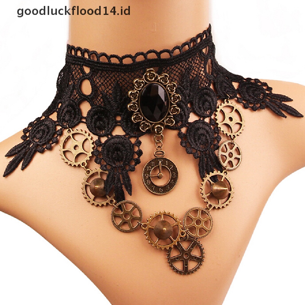 [OOID] Vintage Lace Gothic Steampunk Collar Choker Pendant Necklace Charm Jewelry Gift ID