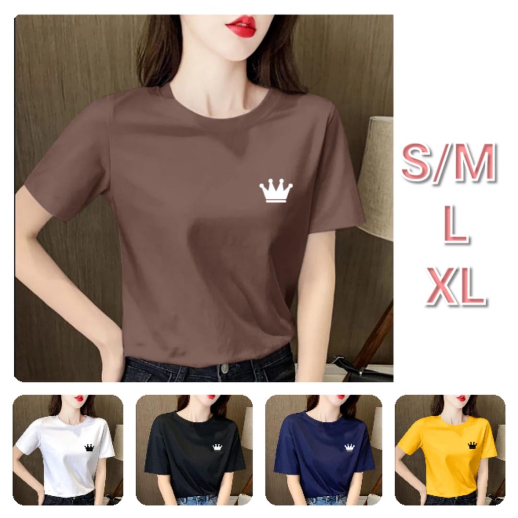 kaos oblong mahkota / kaos terlaris / kaos termurah / atasan cewe - alipio fashion