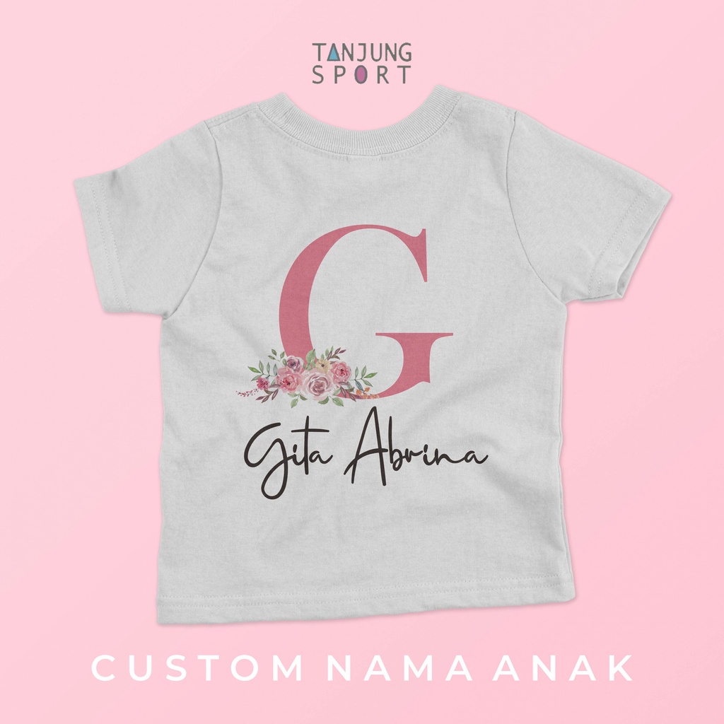 Kaos Anak Custom Nama Sablon Huruf Abjad Cowok Cewek Desain Suka-Suka