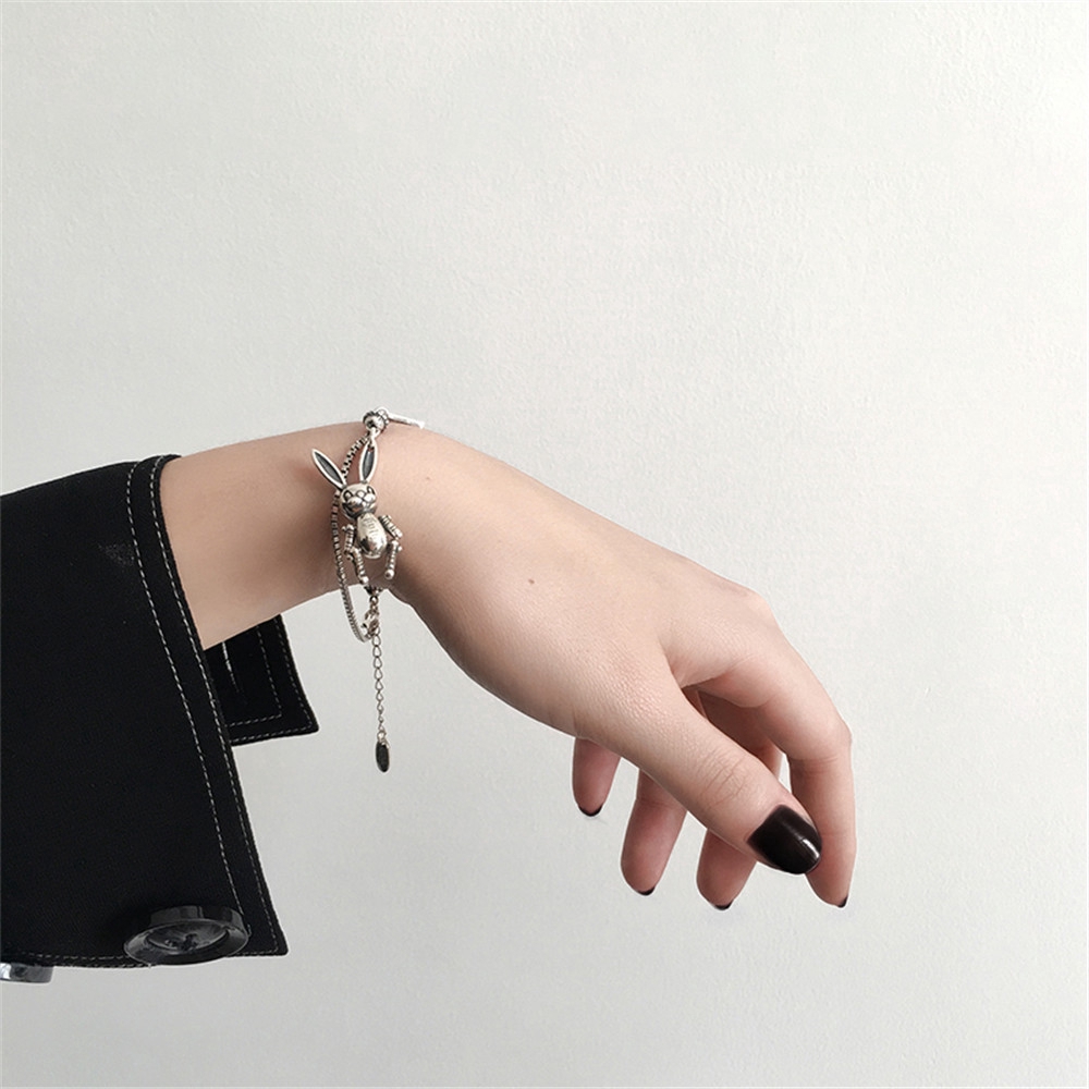 Punk Bangle Classic Hip Hop Harajuku Thick Chain Thin Double Pendant Link Round Bracelet  Jewelry