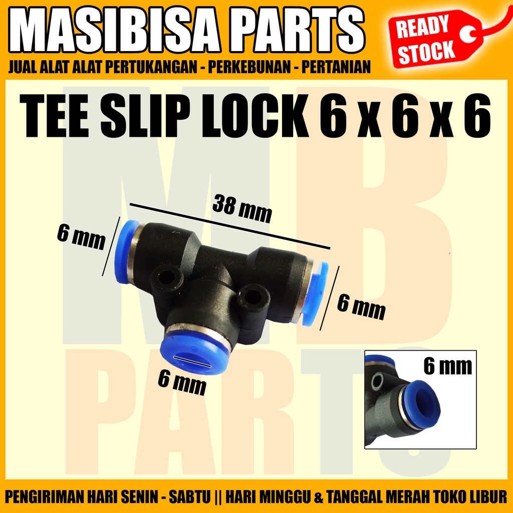 KONEKTOR SLIP LOCK / PNEUMATIK TEE T 6MM