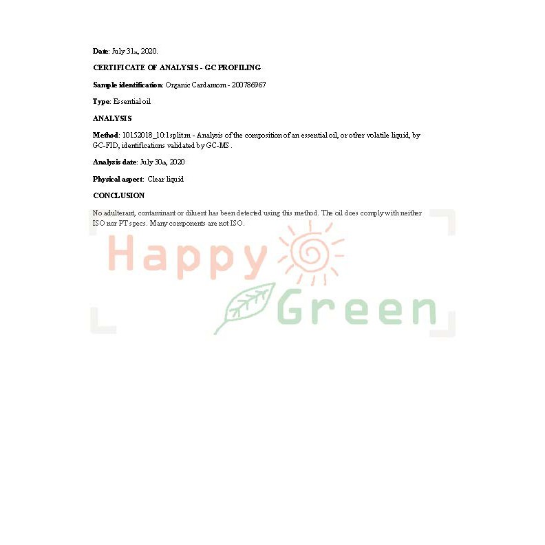 Happy Green ORGANIC Cardamom Essential Oil - Minyak Kapulaga Murni