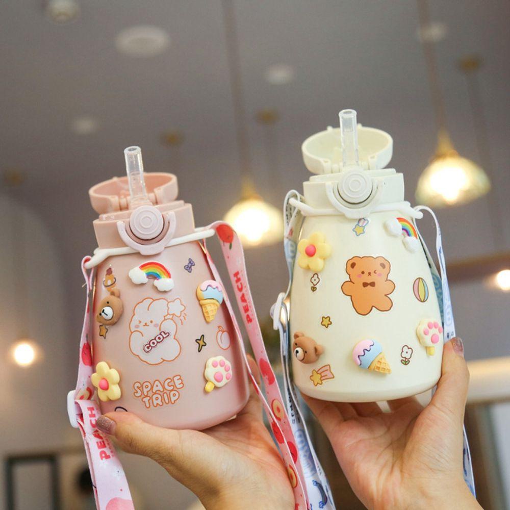 [Elegan] Termos Mug Kawaii Kopi Teh Portable Stainless Steel Insulated Cup Untuk Anak Perempuan Anak Thermos Flask