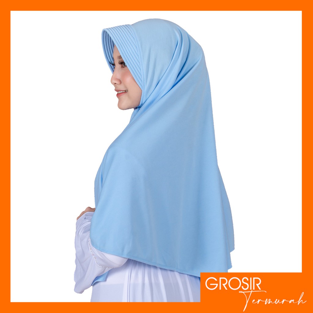 Jilbab Instan Pad Antem ASHA L | Hijab Instan Bergo Kaos Kerudung Khimar Instan Kaos Pad Kecil