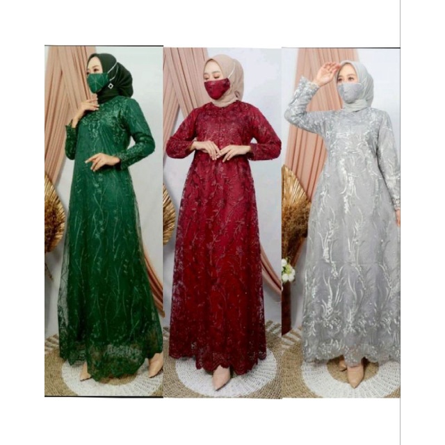 Gamis brukat MODERN tille Mutiara/Maxi dres busui/gamis brukat jumbo