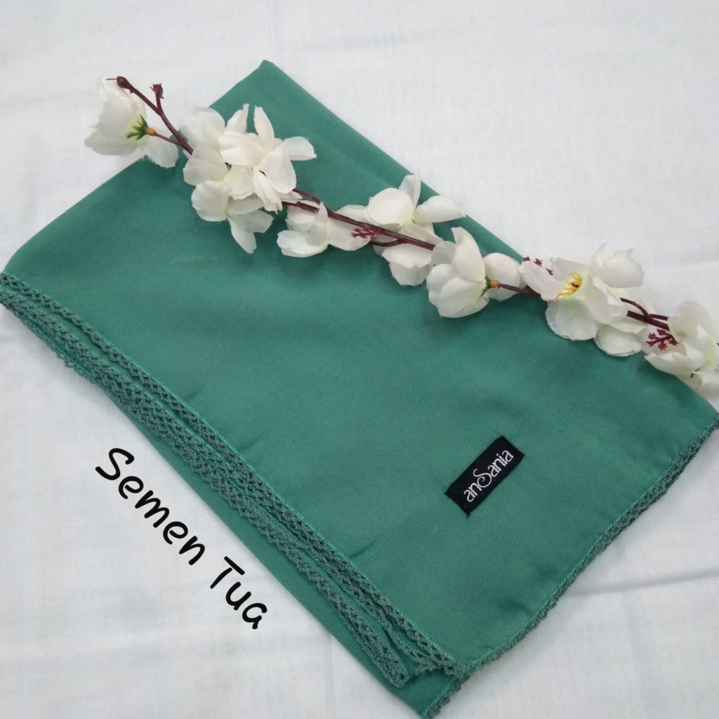 Kerudung Segiempat Bella Crochet Ansania PollyCotton Jilbab Bella Butik Hijab Segi Empat Rumah Hija'b-SEMEN TUA