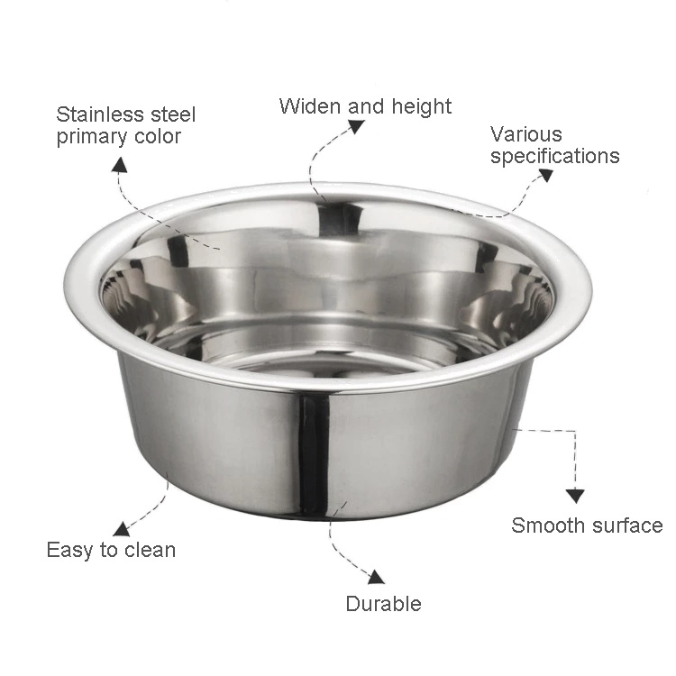 Mangkok Makan / Minum Bahan Stainless Steel 201 Kapasitas Besar Untuk Anjing / Kucing