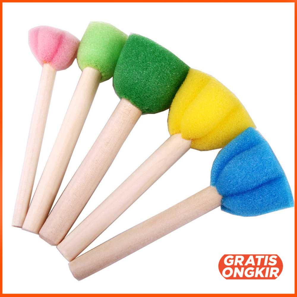 Mainan Anak Sponge Stamp Flower Brush 5 PCS F697