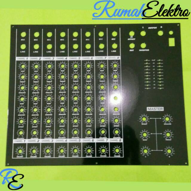 Panel atas audio mixer 8 pot 8 ch