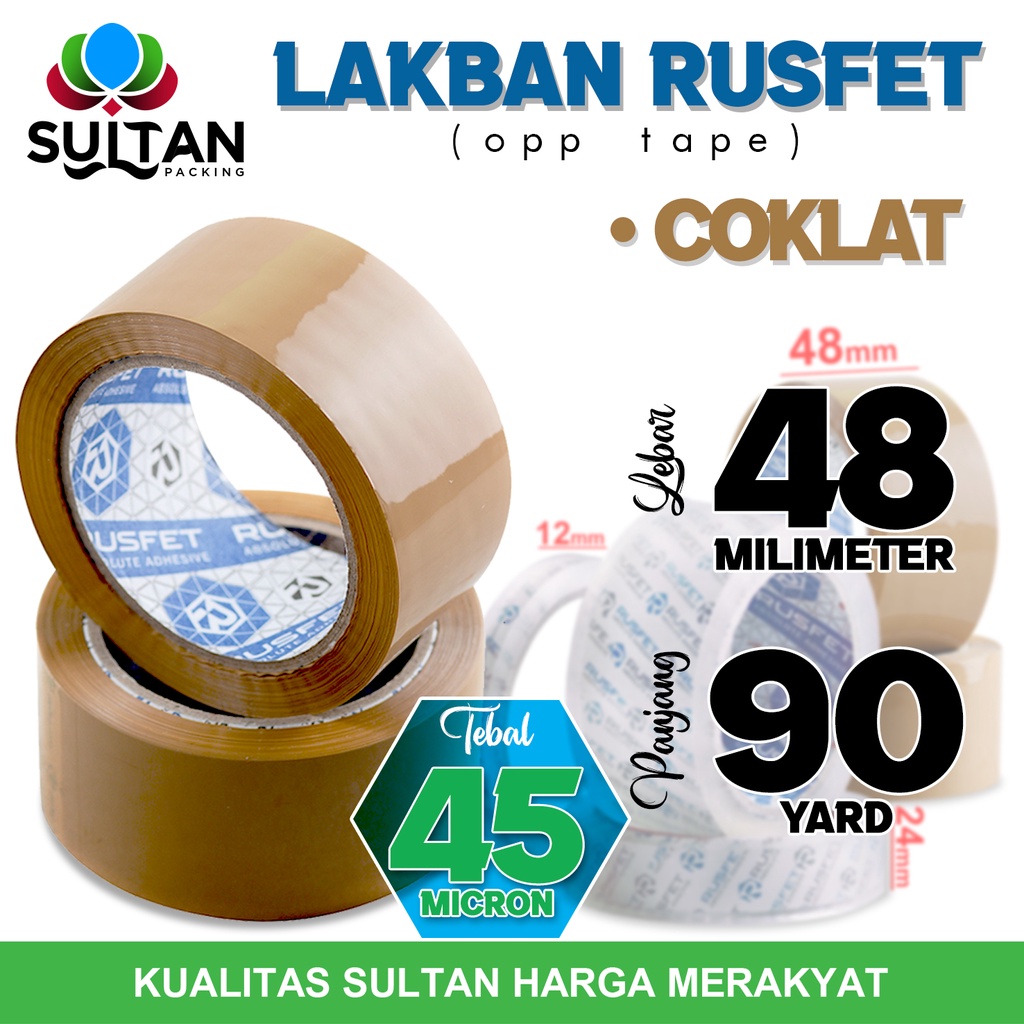 

Lakban COKLAT 48mm x 90yard RUSFET Isolasi Selotip Plakban PREMIUM / Satuan