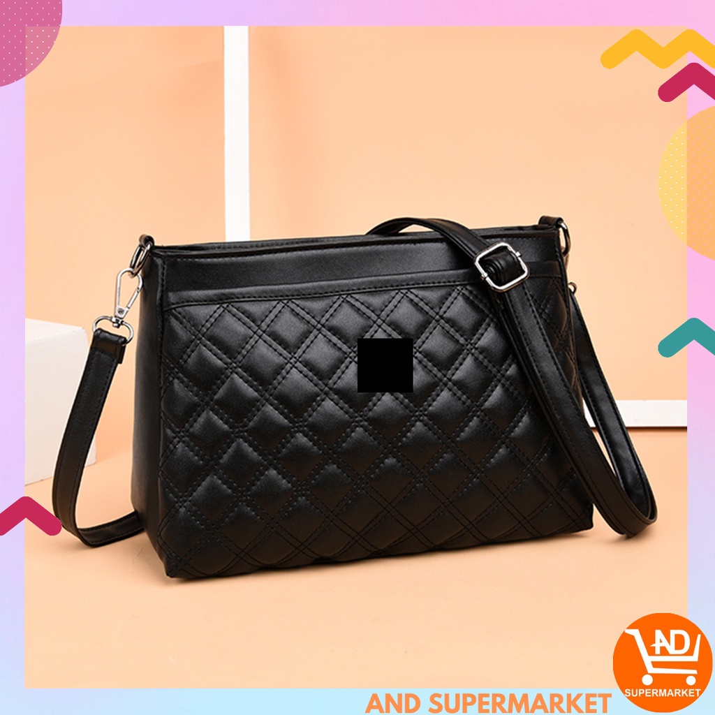 AND COD Tas Selempang Wanita Kulit Grid Motif timbul Slempang Wanita Korea Murah Multifungsi T146