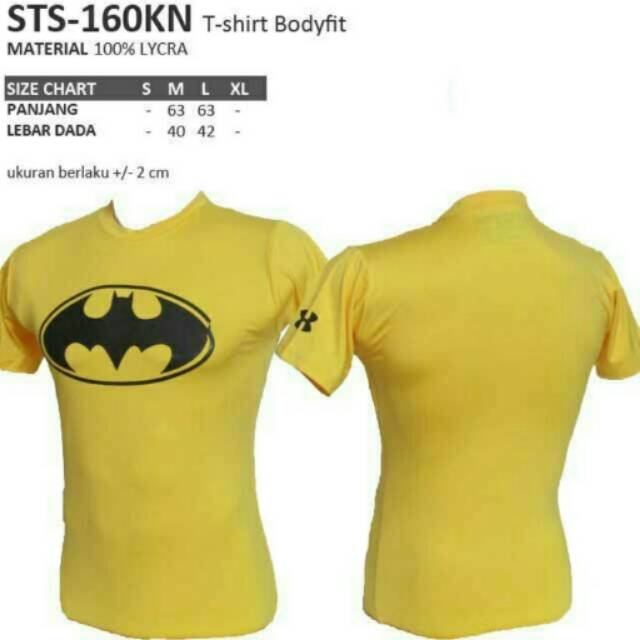 Kaos sport fitness bodyfit Batman kuning