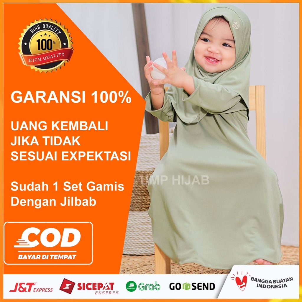 Baju Gamis Anak Bayi Set Hijab  2 3 4 Tahun Perempuan Gamis Hijab Syari Muslim Jilbab Anak Warna Hij
