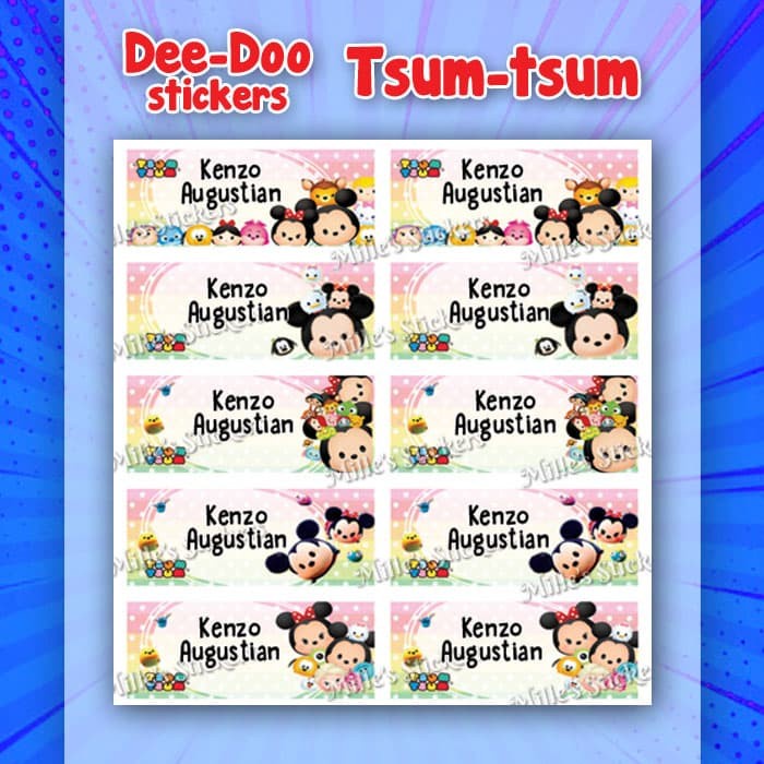

Sticker label nama anak waterproof karakter Tsum tsum