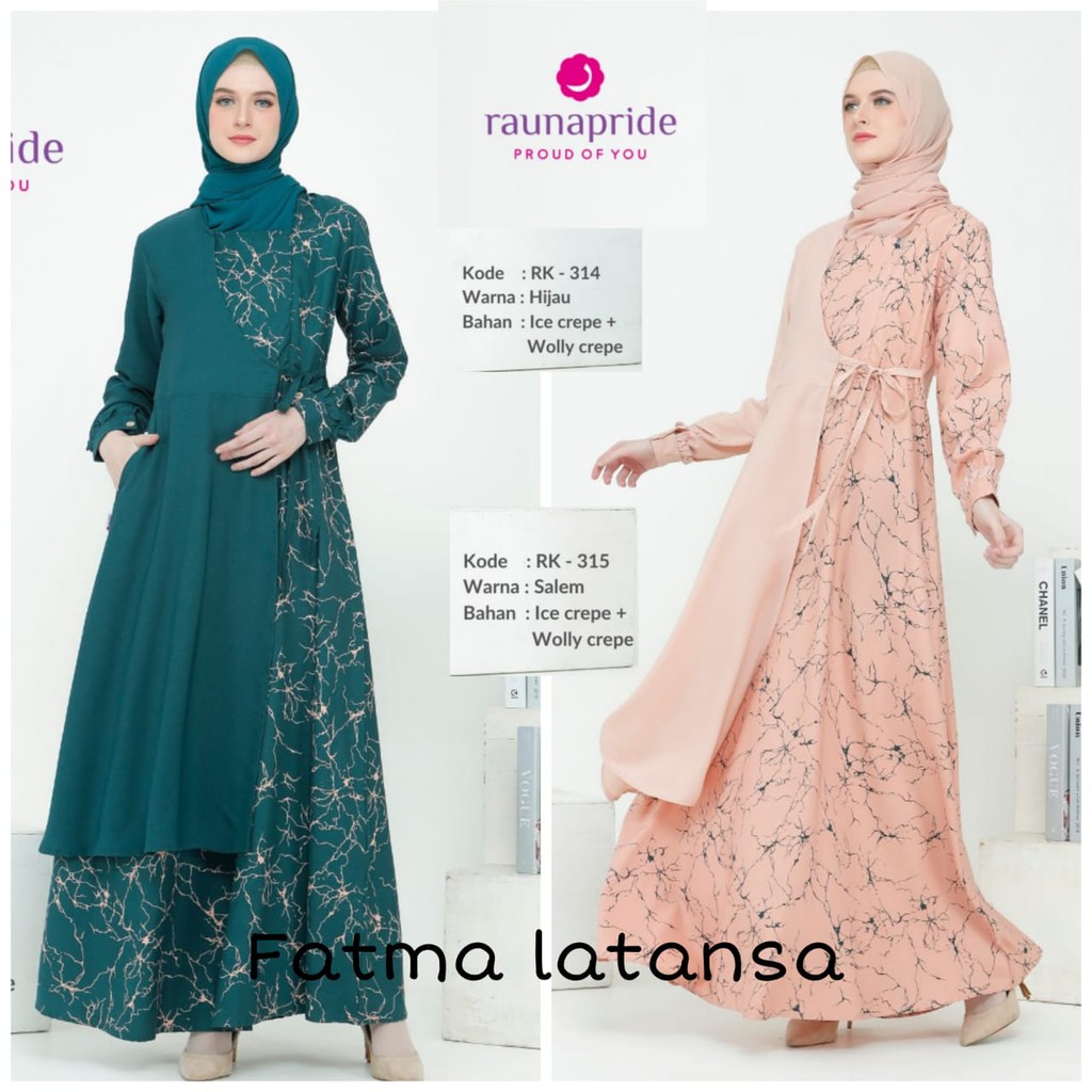 GAMIS RAUNA TERBARU RK 314 / RK 315 / DRESS MUSLIM / GAMIS DEWASA / FASHION MUSLIM