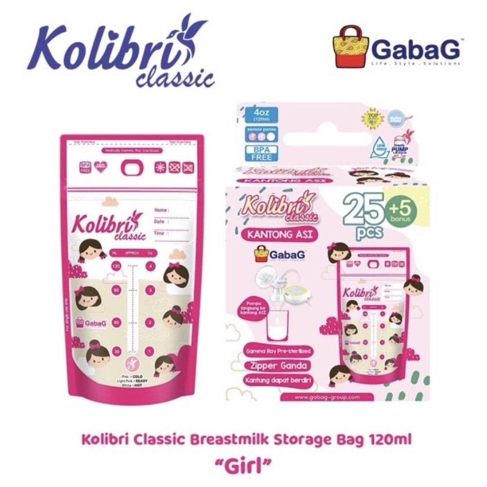 Gabag Kantong Asi Kolibri Classic 120ml BPA Free