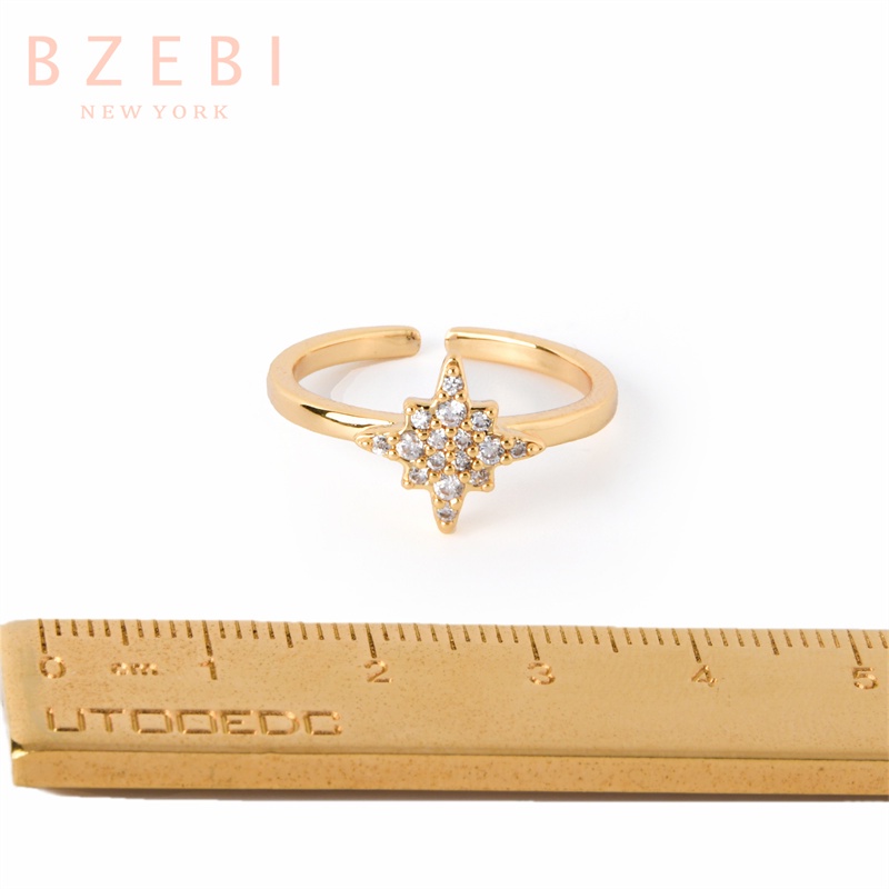 Bzebi Star Cincin Emas 18k Dapat Disesuaikan Gaya Korea Dengan Kotak 1028r Untuk Aksesoris Wanita