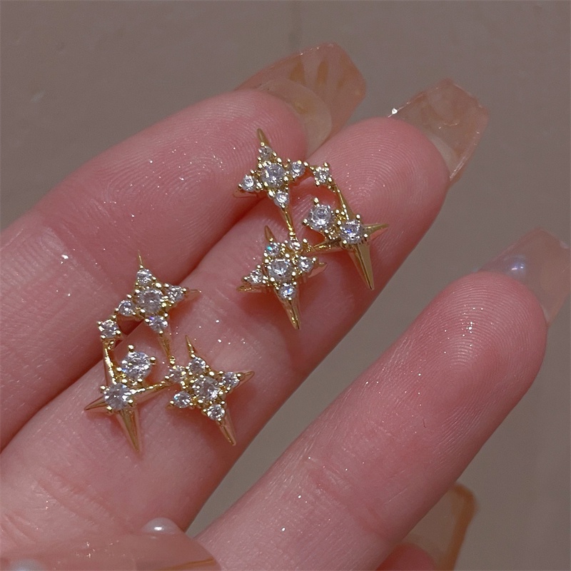 Anting Tusuk Sterling Silver 925 Dengan Cubic Zirconia Untuk Wanita