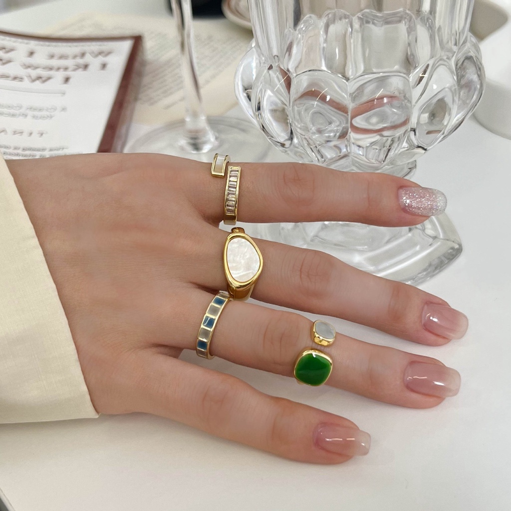 Cincin Model Terbuka Tipis Gaya Retro Perancis Elegan Dapat Disesuaikan Untuk Wanita