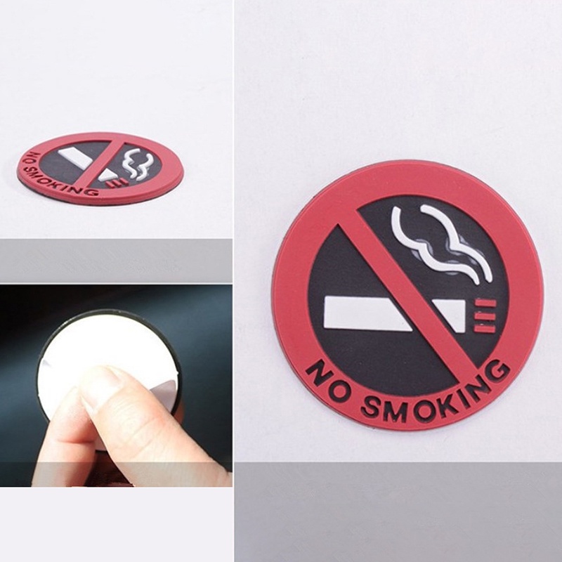 1 Pc Stiker Logo Peringatan No Smoking Bahan Silikon Untuk Interior Mobil