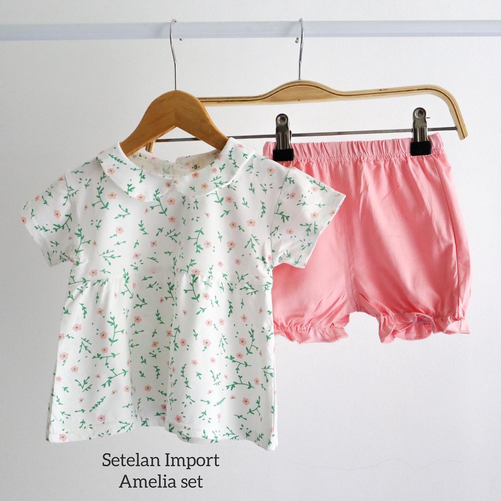 SET ASLI IMPORT AMELIA / MICHI Baju Setelan Jumper Kaos Pergi Lucu Fashion Anak Bayi Perempuan Cewek Terlaris Lucu Murah