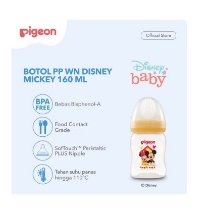 Pigon Botol PP WN 160ML Mickey W/P-PLUS Nipple