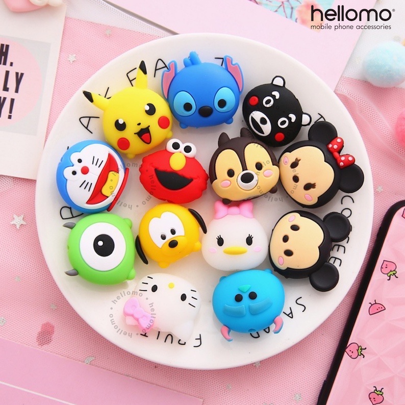 Cable Bite Cartoons Pelindung Ujung Kabel Charger Handphone Karakter Korean Style Cartoon Cable Bite Cute Cable Protector