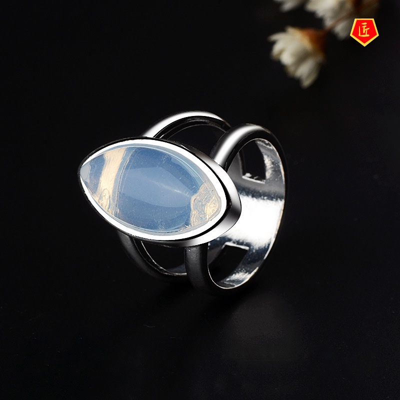 [Ready Stock]Retro Moonstone Silver Ring